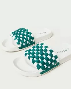 Loeffler Randall Sonnie Green/Cream Woven Sandal 9 Loeffler Randall Sonnie Green/Cream Woven Sandal