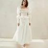 Loeffler Randall Suzette Cream Smocked Organza Dress