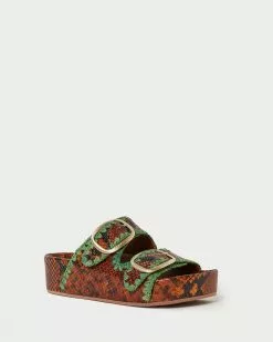 Loeffler Randall Theo Brown/Emerald Footbed Sandal New Arrivals