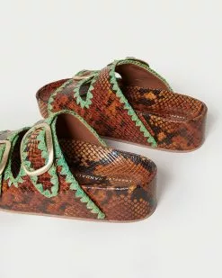 Loeffler Randall Theo Brown/Emerald Footbed Sandal New Arrivals